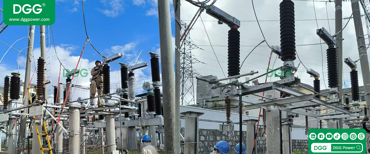 110kV outdoor disconnect switch installation and commissioning at substation