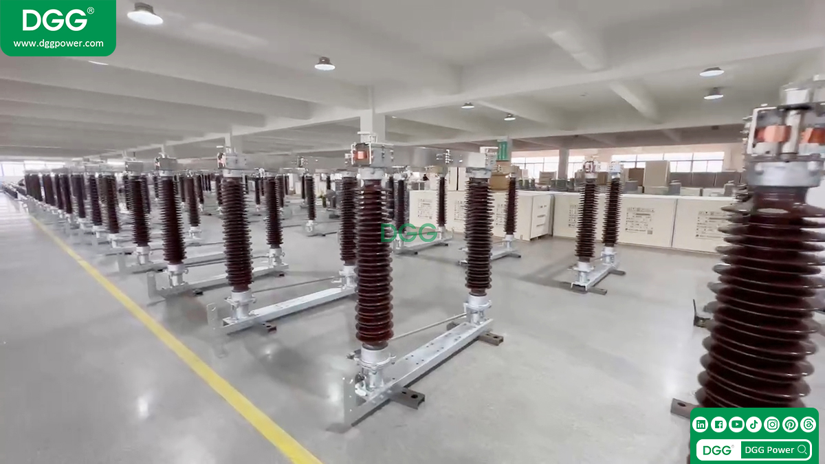 Outdoor high voltage isolating switch installed on substation support structure