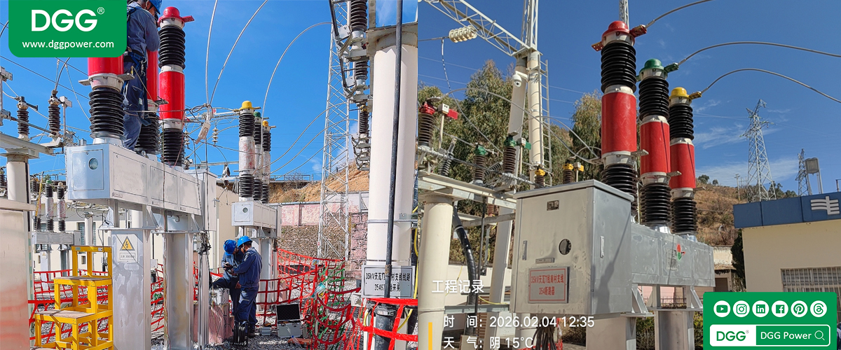 35kV ulkoilman katkaisijan k&auml;ytt&ouml;&ouml;notto korkealla s&auml;hk&ouml;asemalla